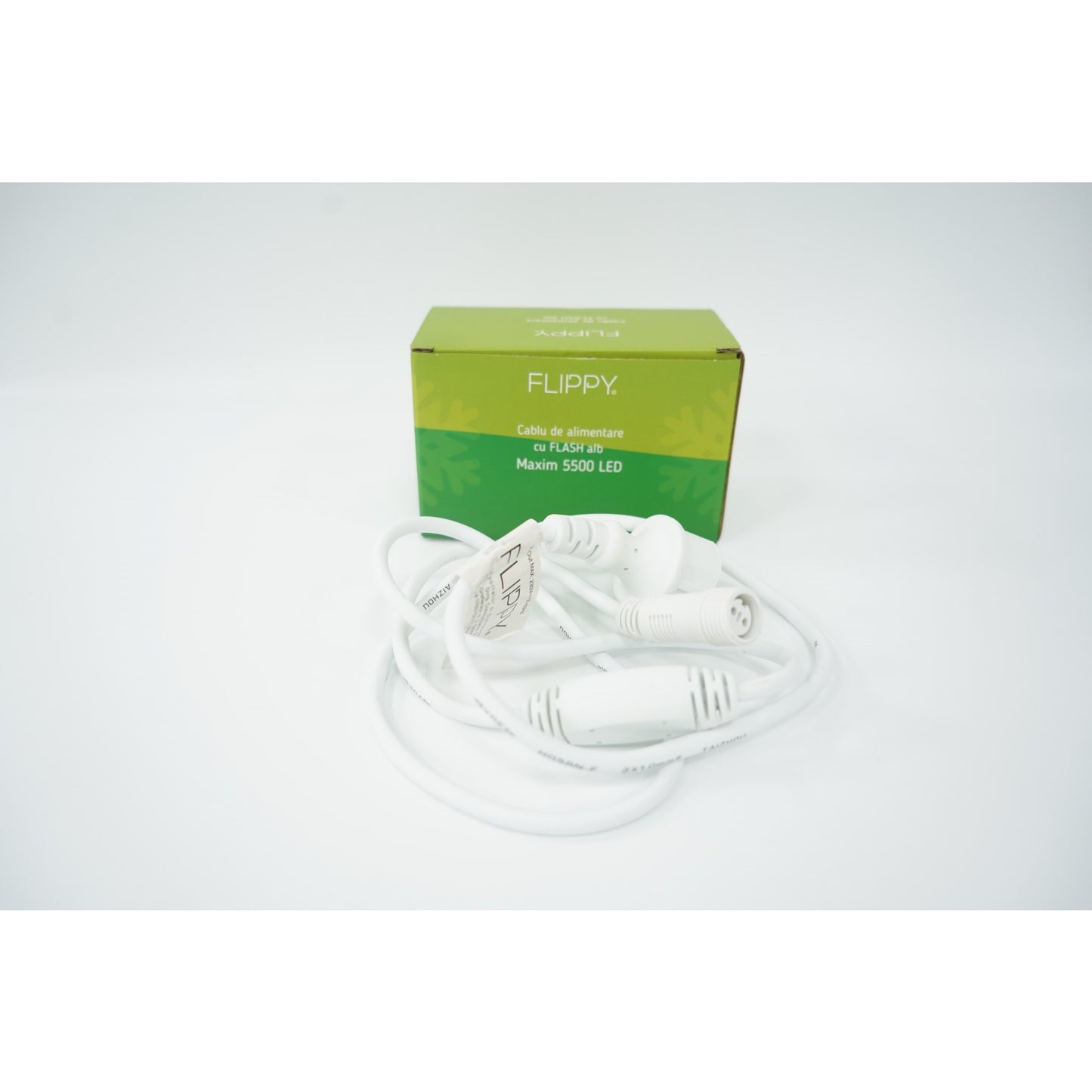 Cablu de Alimentare Instalatie de Craciun, Klevo®, Max 5500 LED, cu Flash, 220 V, IP65, Alb