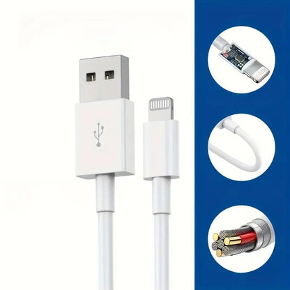Cablu de Date Fast Charging, Klevo, port USB-B Compatibil cu iPhone cu porturi de tip Lightning, pentru Incarcare rapida 2A, Lungime 2M, Alb