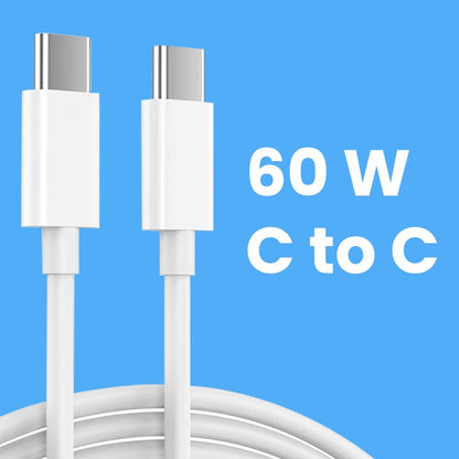 Cablu de Date pentru Telefon, Klevo, Cablu TYPE-C to TYPE-C Universal, Compatibil cu iOS si Android, Power Delivery 60W 130 cupru, 1.5 M, Simplu, Alb