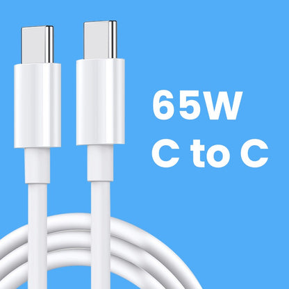 Cablu de Date pentru Telefon, Klevo, Cablu TYPE-C to TYPE-C Universal, Compatibil cu iOS si Android, Power Delivery 65W 130 cupru, 1 M, Simplu, Alb