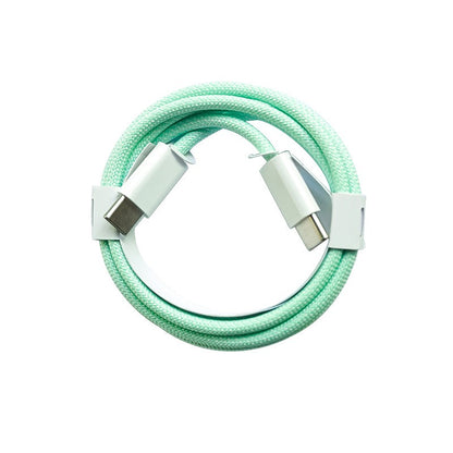 Cablu de Date Universal, Klevo, Incarcare Rapida, Type-C to Type-C Compatibil cu Telefon sau Tableta, Cablu de Incarcare Impletit din Nailon, 1 m, Verde