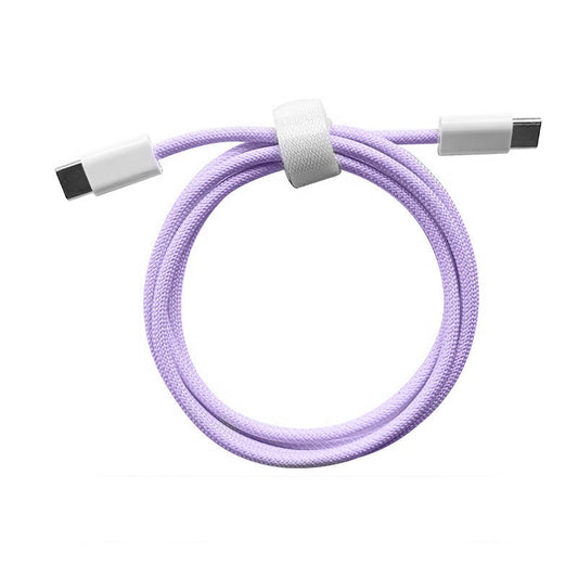Cablu de Date Universal, Klevo, Incarcare Rapida, Type-C to Type-C Compatibil cu Telefon sau Tableta, Cablu de Incarcare Impletit din Nailon, 1 m, Mov