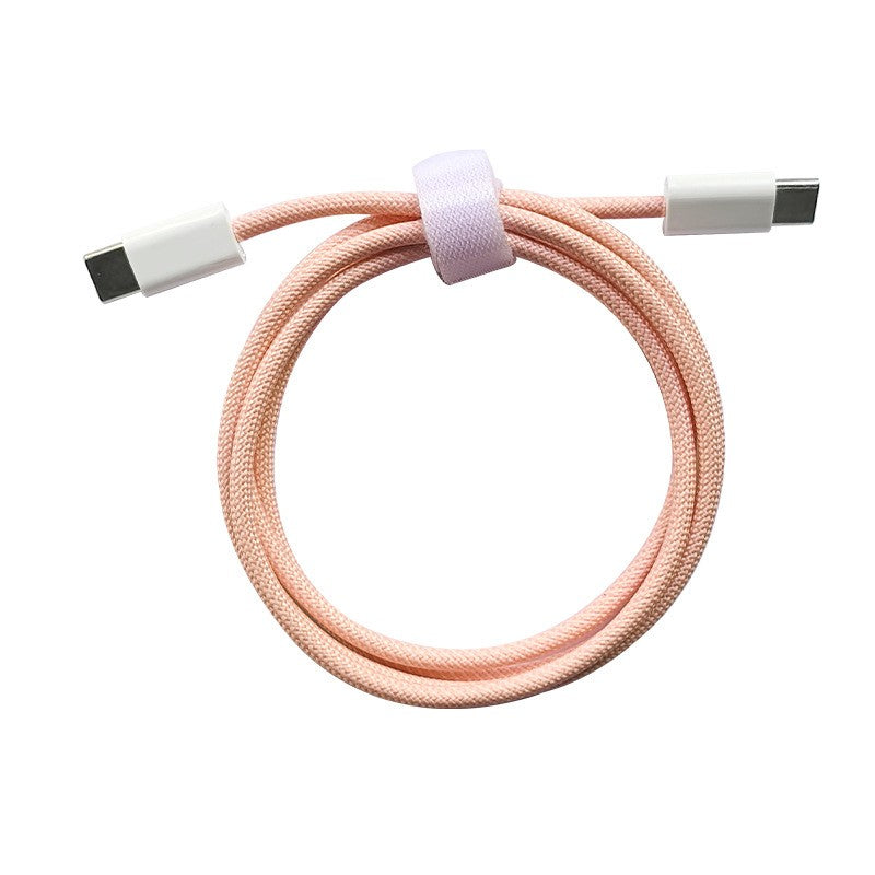 Cablu de Date Universal, Klevo, Incarcare Rapida, Type-C to Type-C Compatibil cu Telefon sau Tableta, Cablu de Incarcare Impletit din Nailon, 1 m, Roz