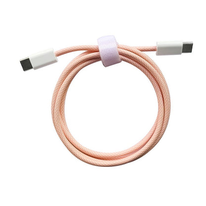 Cablu de Date Universal, Klevo, Incarcare Rapida, Type-C to Type-C Compatibil cu Telefon sau Tableta, Cablu de Incarcare Impletit din Nailon, 1 m, Roz