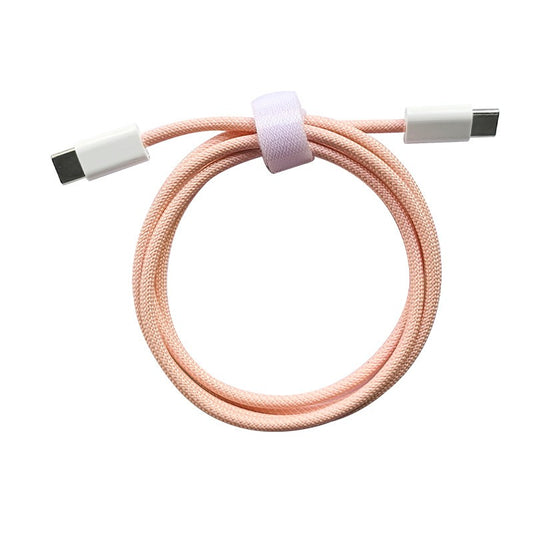 Cablu de Date Universal, Klevo, Incarcare Rapida, Type-C to Type-C Compatibil cu Telefon sau Tableta, Cablu de Incarcare Impletit din Nailon, 1 m, Roz