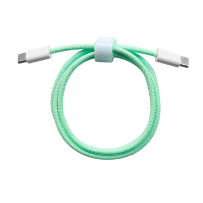 Cablu de Date Universal, Klevo, Incarcare Rapida, Type-C to Type-C Compatibil cu Telefon sau Tableta, Cablu de Incarcare Impletit din Nailon, 1 m, Verde