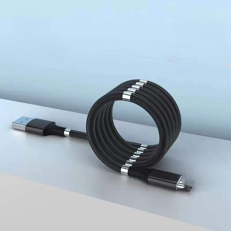 Cablu de incarcare rapida, Klevo, Type C, cu absorbtie magnetica, 1 m, Negru