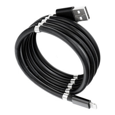 Cablu de incarcare rapida, Klevo, USB, compatibil Iphone, cu absorbtie magnetica, 1 m, negru