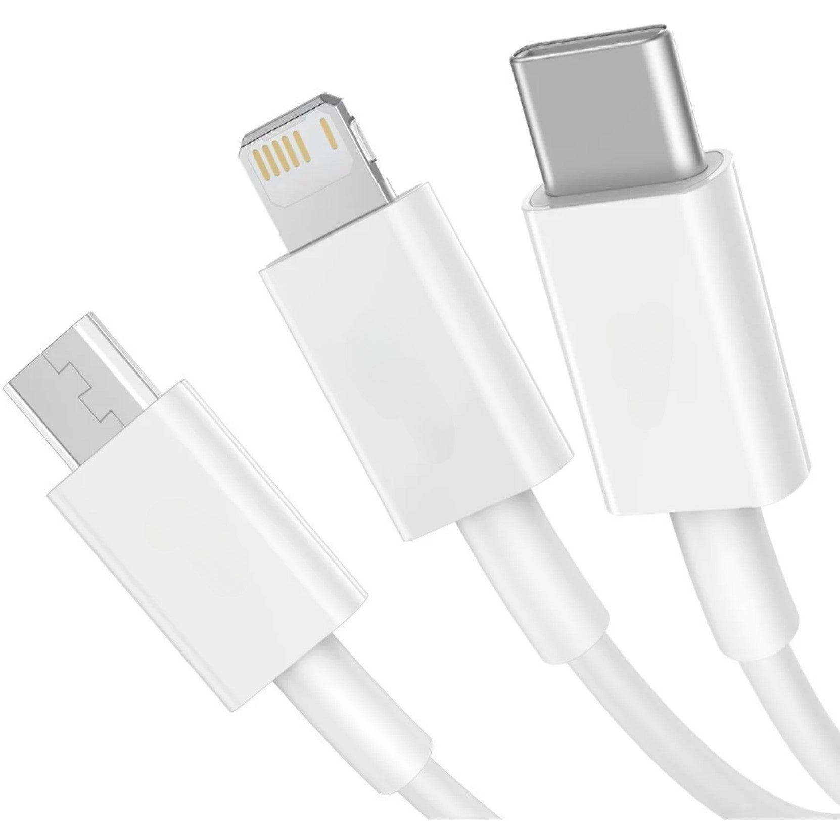 Cablu USB 3in1 Klevo SX - 21, USB la micro USB/USB-C/compatibil iphone, 3A, 1.2m (alb)