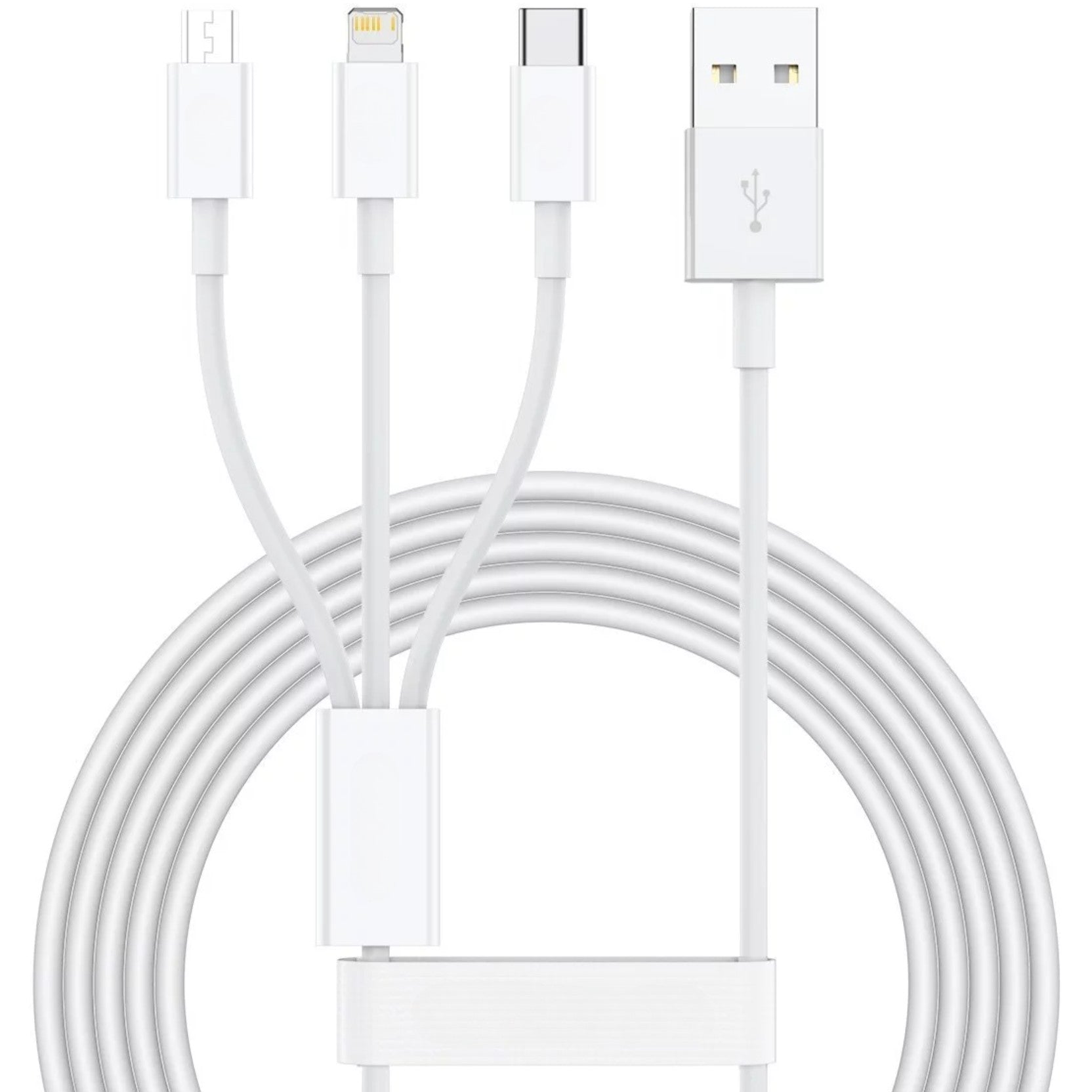 Cablu USB 3in1 Klevo SX - 21, USB la micro USB/USB-C/compatibil iphone, 3A, 1.2m (alb)