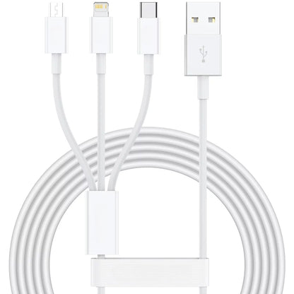 Cablu USB 3in1 Klevo SX - 21, USB la micro USB/USB-C/compatibil iphone, 3A, 1.2m (alb)