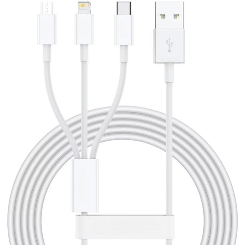 Cablu USB 3in1 Klevo SX - 21, USB la micro USB/USB-C/compatibil iphone, 3A, 1.2m (alb)