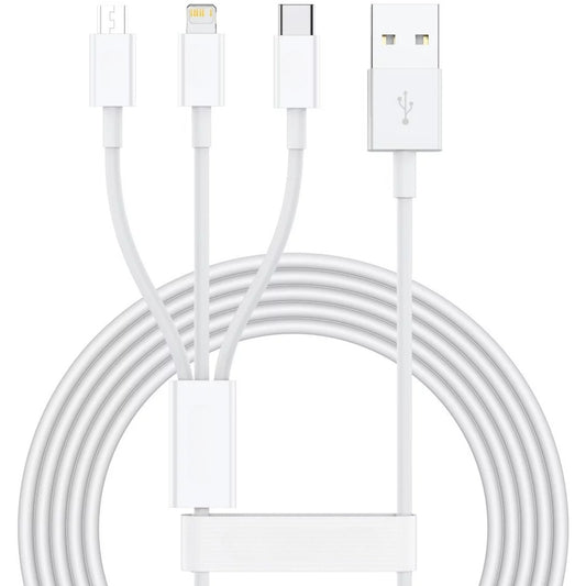 Cablu USB 3in1 Klevo SX - 21, USB la micro USB/USB-C/compatibil iphone, 3A, 1.2m (alb)
