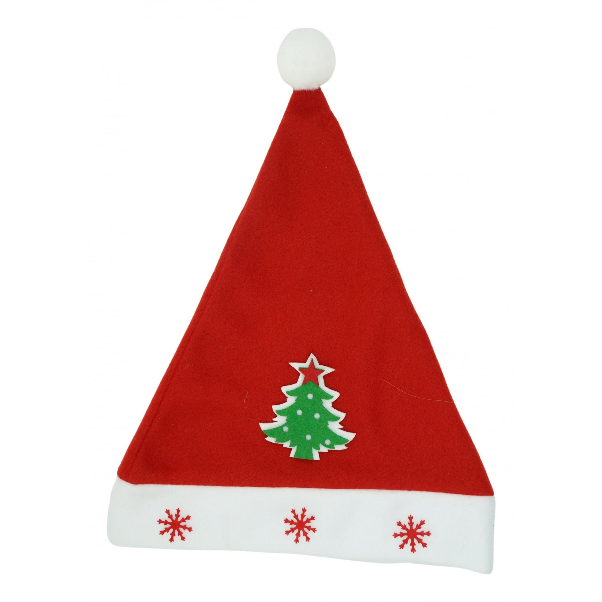 Caciulita de Mos Craciun, Klevo,cu model de Brad si ornament fulg de nea, rosie, marime universala, material textil