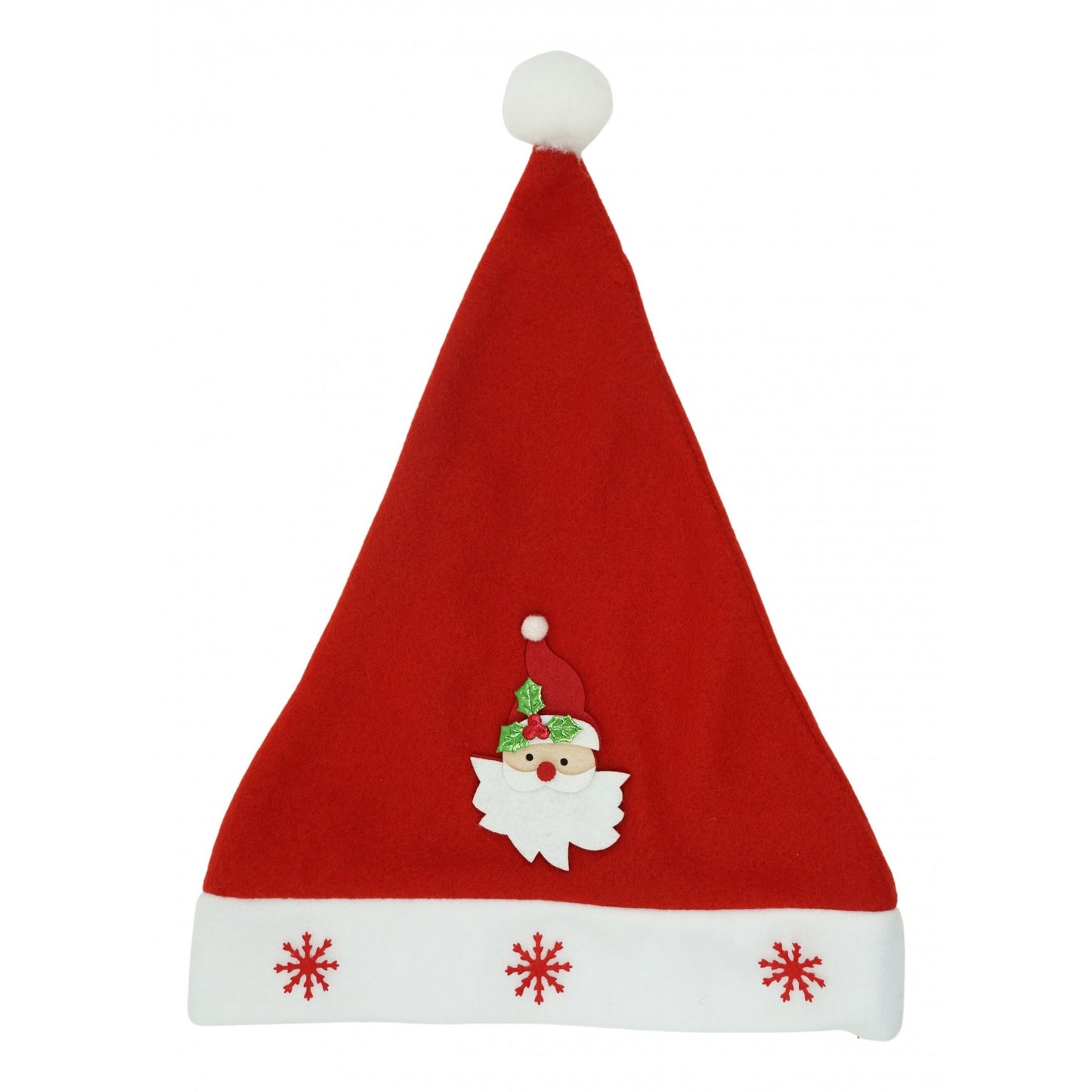 Caciulita de Mos Craciun, Klevo,cu model de Mos Craciun si ornament fulg de nea, rosie, marime universala, material textil