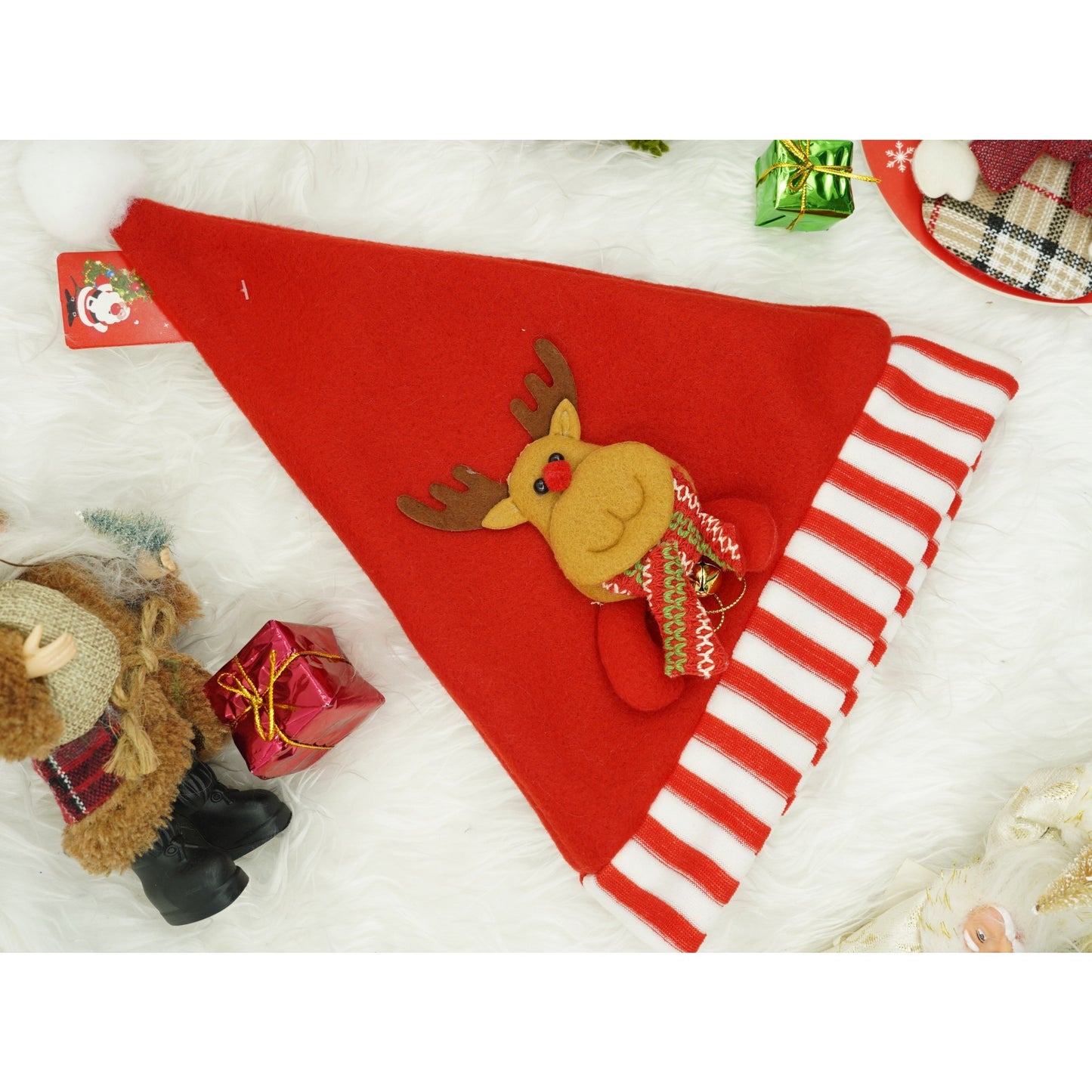 Caciulita de Mos Craciun, Klevo,cu model de Ren, rosie, marime universala, material textil