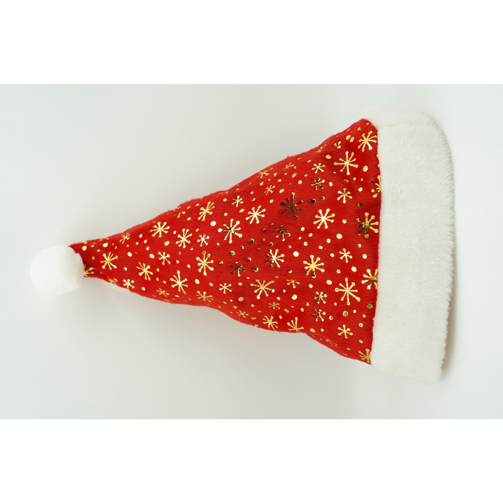 Caciulita de Mos Craciun, Klevo,cu ornament auriu fulg de nea, rosie, marime universala, material textil