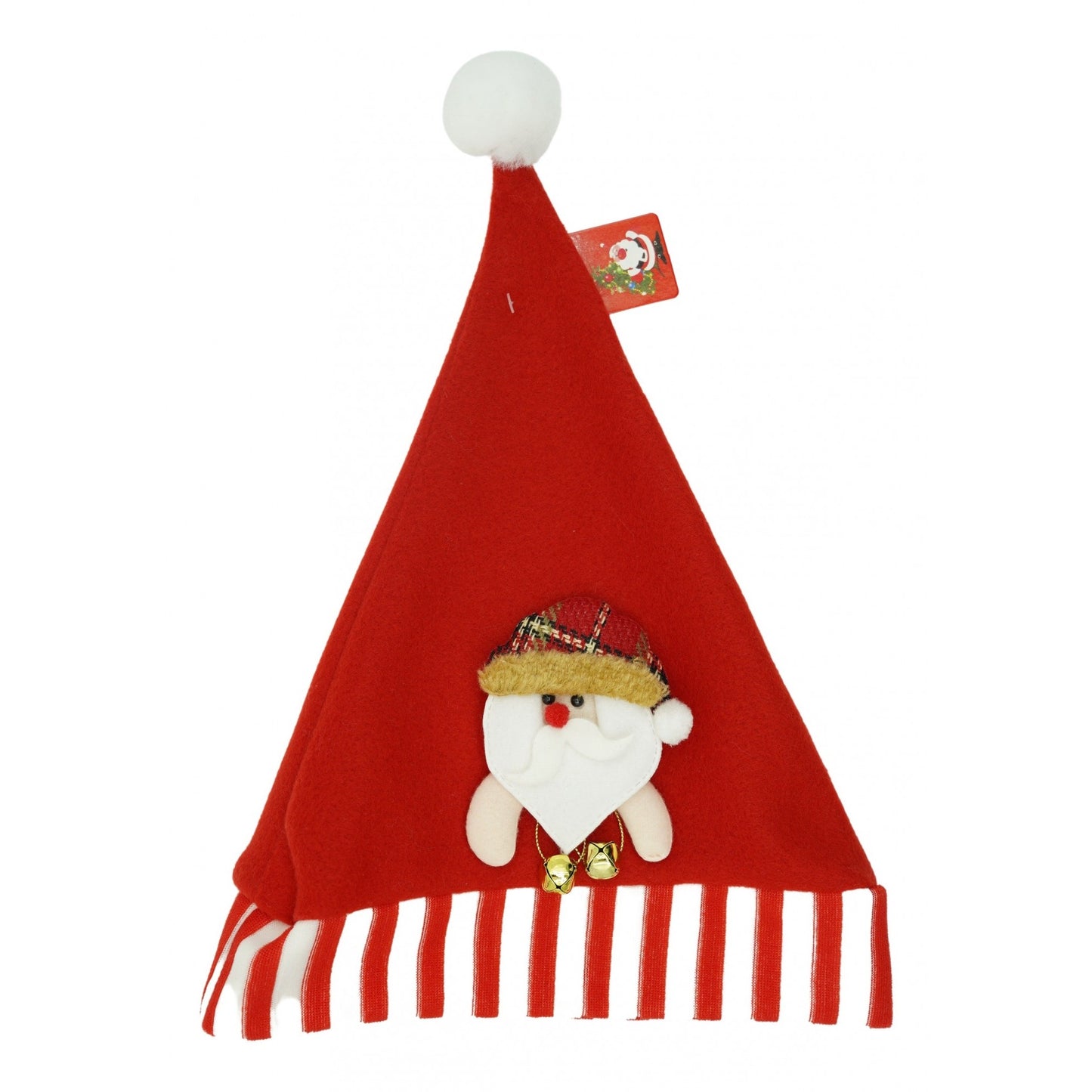 Caciulita de Mos Craciun, Klevo,cu ornament de Mos Craciun, rosie, marime universala, material textil