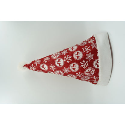 Caciulita de Mos Craciun, Klevo,cu ornament fulg de nea si sclipici, rosie, marime universala, material textil