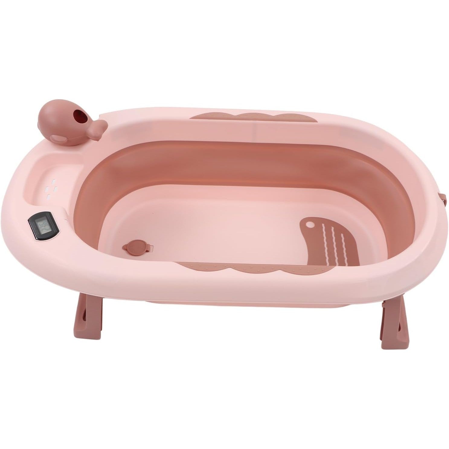 Cada de Baie, Klevo, pentru Copii 0 luni - 6 Ani, cu Termometru, Pliabila, Perna Suport Inclusa, din Plastic, 81.5 x 49 x 21.5 cm, Roz