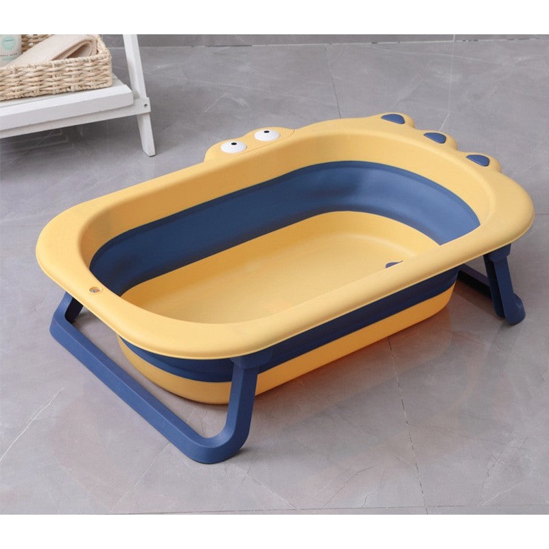 Cada Pliabila pentru Baie, Klevo, din PP+TPR, pentru Copii 0-6 Ani, Model Crocodil, Dop de Scurgere, 80x54x21 cm, Galben/Albastru
