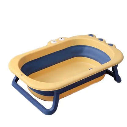 Cada Pliabila pentru Baie, Klevo, din PP+TPR, pentru Copii 0-6 Ani, Model Crocodil, Dop de Scurgere, 80x54x21 cm, Galben/Albastru