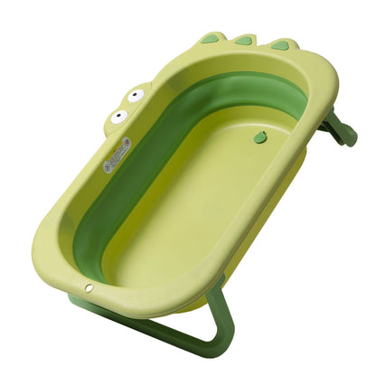 Cada Pliabila pentru Baie, Klevo, din PP+TPR, pentru Copii 0-6 Ani, Model Crocodil, Dop de Scurgere, 80x54x21 cm, Verde