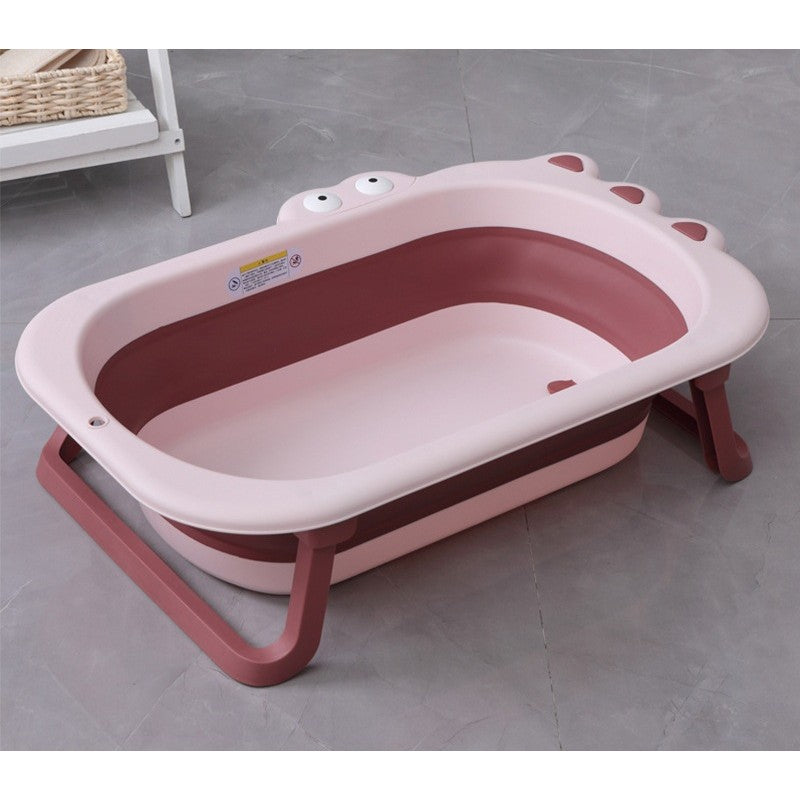 Cada Pliabila pentru Baie, Klevo, din PP+TPR, pentru Copii 0-6 Ani, Model Crocodil, Dop de Scurgere, 80x54x21 cm, Roz