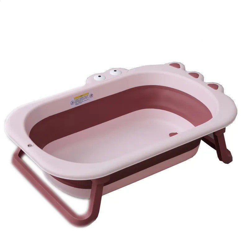 Cada Pliabila pentru Baie, Klevo, din PP+TPR, pentru Copii 0-6 Ani, Model Crocodil, Dop de Scurgere, 80x54x21 cm, Roz