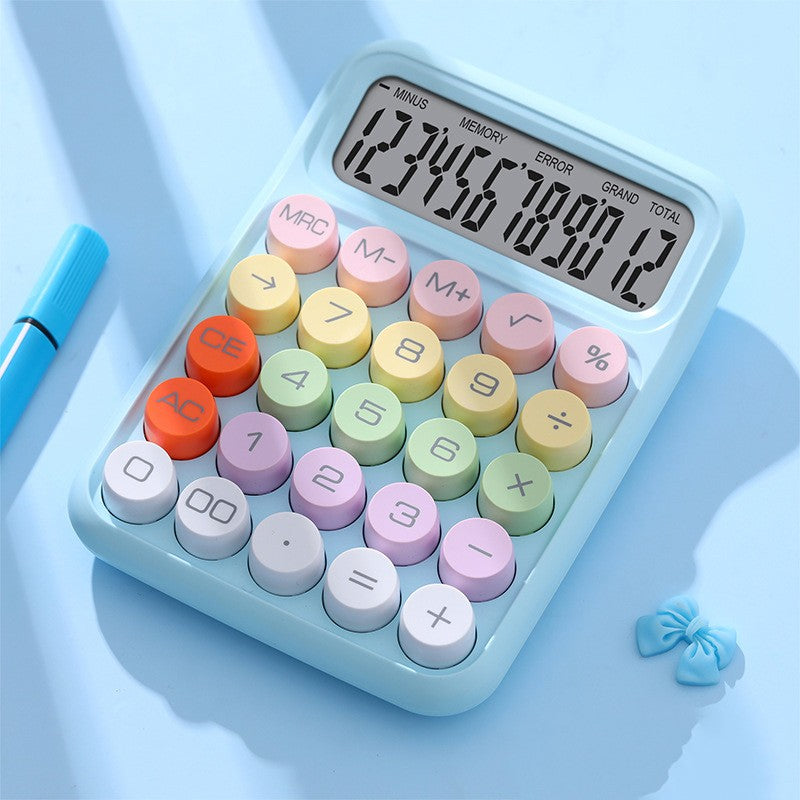 Calculator Electronic pentru Copii, Klevo, Calculator Dragut pentru Scoala Primara, Ecran mare 12 digits si Tastatura Mecania, 16 x 11 x 2 cm, Albastru