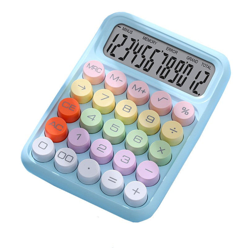 Calculator Electronic pentru Copii, Klevo, Calculator Dragut pentru Scoala Primara, Ecran mare 12 digits si Tastatura Mecania, 16 x 11 x 2 cm, Albastru