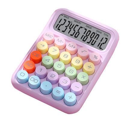 Calculator Electronic pentru Copii, Klevo, Calculator Dragut pentru Scoala Primara, Ecran mare 12 digits si Tastatura Mecania, 16 x 11 x 2 cm, Roz