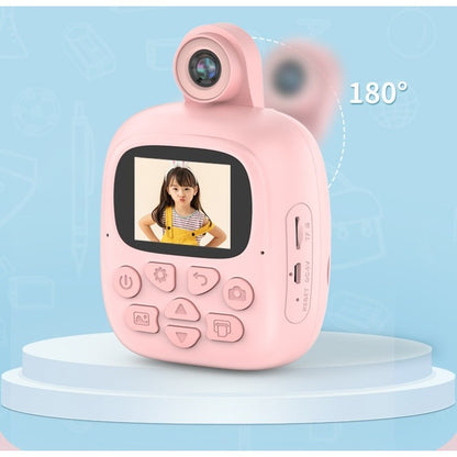 Camera Instantanee pentru Copii, Klevo, Camera Frontala + Selfie, cu Functie de Printare, Cablu USB-C, Bluetooth, Compatibil iOS/Android, Imprimare APP, Model Bunny, Roz