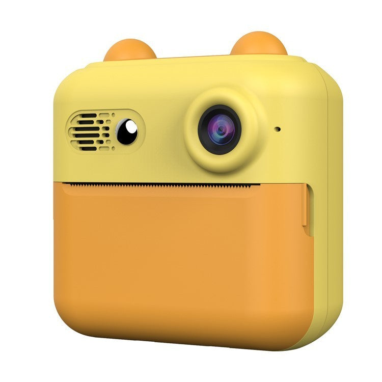 Camera Instantanee pentru Copii, Klevo, cu Functie de Printare, Cablu USB-C, Bluetooth, compatibil iOS/Android, Imprimare APP, Model Urechi, Snur Subtire Inclus, Portocaliu