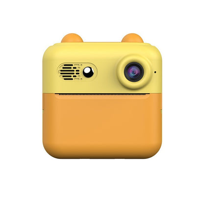 Camera Instantanee pentru Copii, Klevo, cu Functie de Printare, Cablu USB-C, Bluetooth, compatibil iOS/Android, Imprimare APP, Model Urechi, Snur Subtire Inclus, Portocaliu