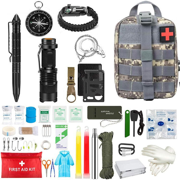 Kit supravietuire multifuncional Klevo, 42 de Instrumente Profesionale, Echipament de prim-ajutor, Drumetie, Camping
