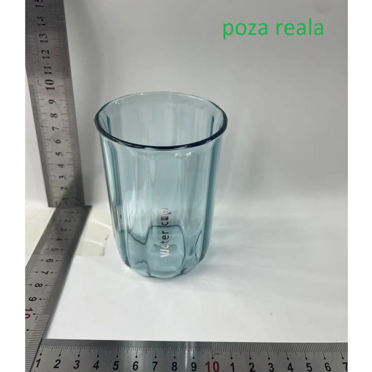 Cana de Apa pentru Clatit, Klevo, pentru Periuta de Dinti, 200 ml, 10.4 x 7.3 cm, Albastru Transparent