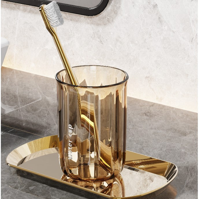 Cana de Apa pentru Clatit, Klevo, pentru Periuta de Dinti, 200 ml, 10.4 x 7.3 cm, Maro Transparent