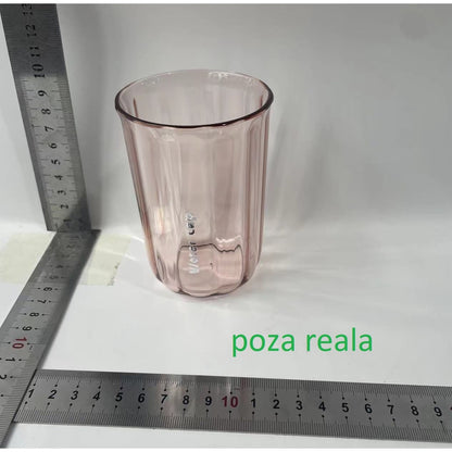 Cana de Apa pentru Clatit, Klevo, pentru Periuta de Dinti, 200 ml, 10.4 x 7.3 cm, Roz Transparent