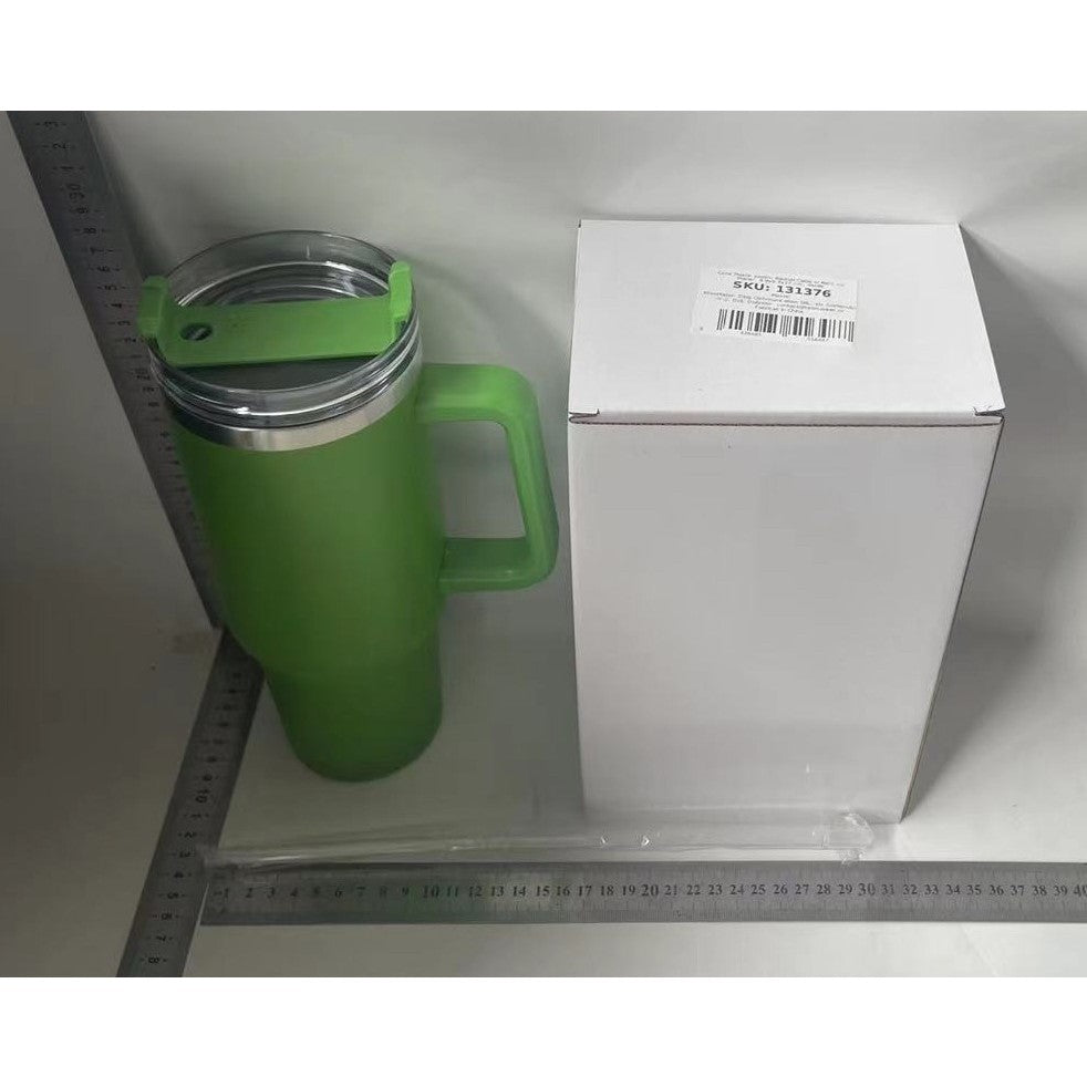 Cana Termos din Plastic, Klevo, pentru Bauturi Calde si Reci, cu Maner, 9.9x9.9x27 cm, Verde