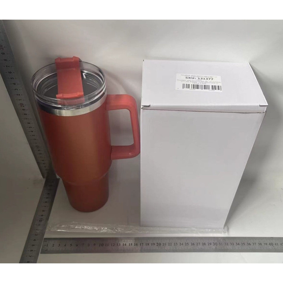 Cana Termos din Plastic, Klevo, pentru Bauturi Calde si Reci, cu Maner, 9.9x9.9x27 cm, Portocaliu