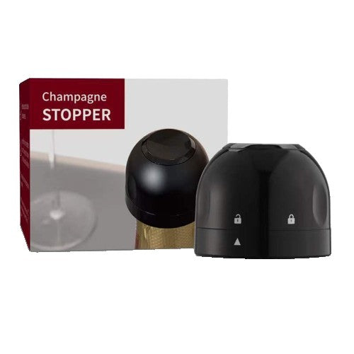 Capac de Etansare a Sticlei de Sampanie, Klevo, Rotativ, On-Off, Silicon, Reutilizabil, Usor de Depozitat si Folosit, 3.9 x 3.9 x 3.3 cm, Negru
