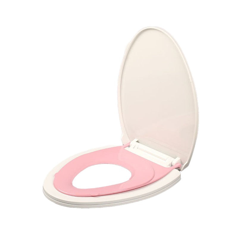 Capac de Toaleta cu Reductie 3 in 1, Klevo, pentru Copii +3 Ani si Adulti, Coborare Lenta si Silentioasa, Instalare Usoara, din PP5 , in Forma de O, Alb/Roz