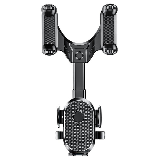 Suport Telefon Auto, Klevo, Pentru Oglinda Retrovizoare, din ABS, Reglabil 360°, Negru