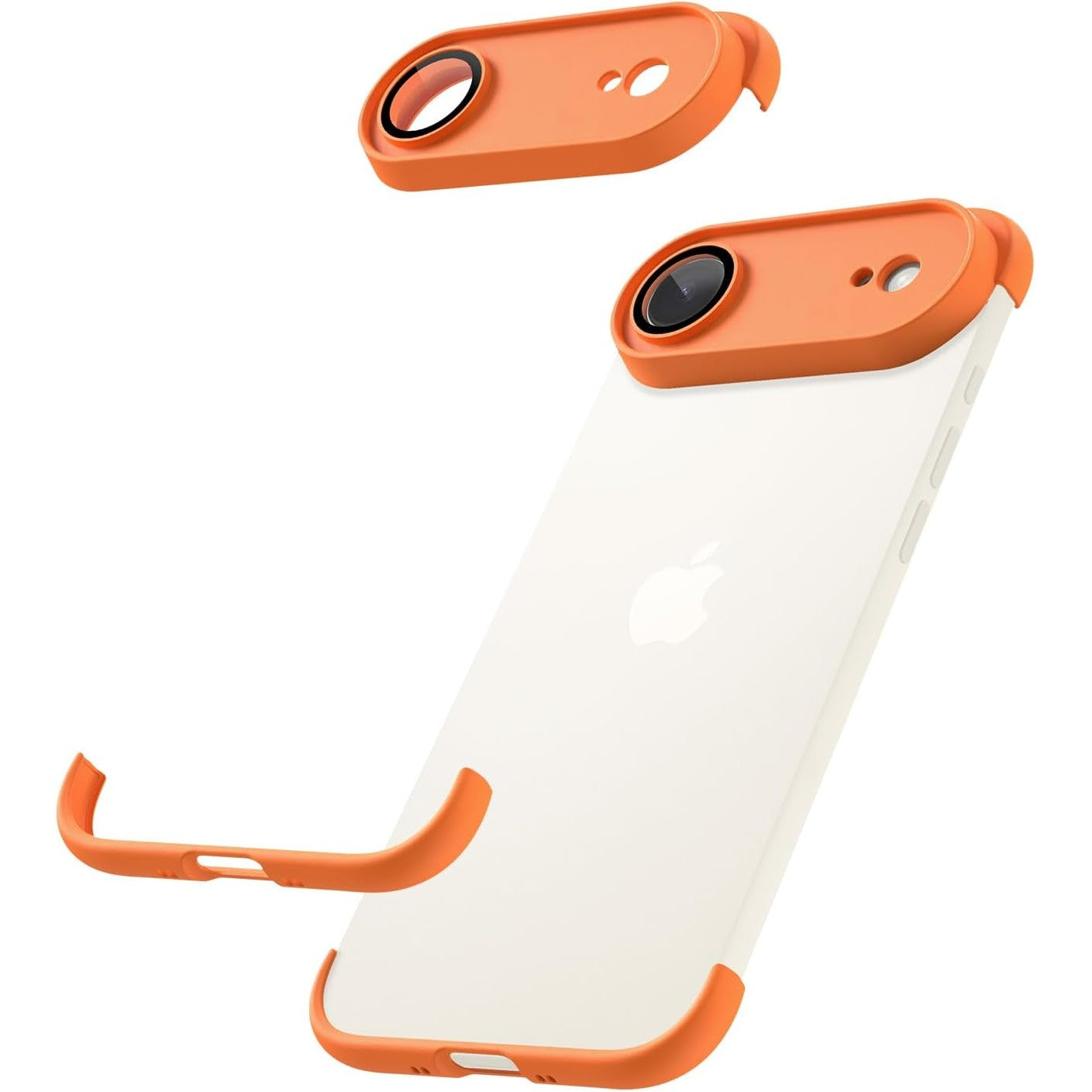 Carcasa de Telefon, Klevo, Compatibila Apple iPhone 17 Air, Fara Rama, doar Colturi si Camera, din Metal, Grosime 0.1 mm, Portocaliu
