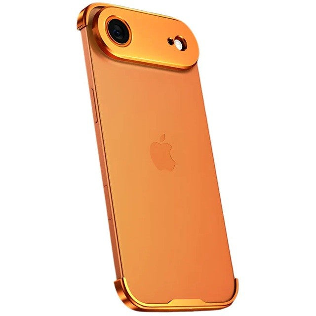 Carcasa de Telefon, Klevo, Compatibila Apple iPhone 17 Air, Fara Rama, doar Colturi si Camera, din Metal, Grosime 0.1 mm, Portocaliu
