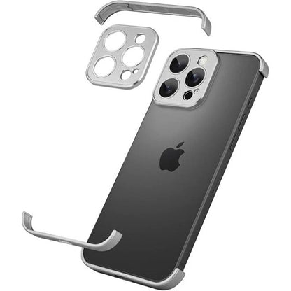 Carcasa de Telefon, Klevo, Compatibila Apple iPhone 17, Fara Rama, doar Colturi si Camera, din Metal, Grosime 0.1 mm, Gri Titanium