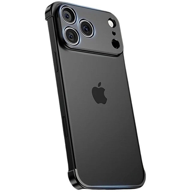 Carcasa de Telefon, Klevo, Compatibila Apple iPhone 17 Pro, Fara Rama, doar Colturi si Camera, din Metal, Grosime 0.1 mm, Negru