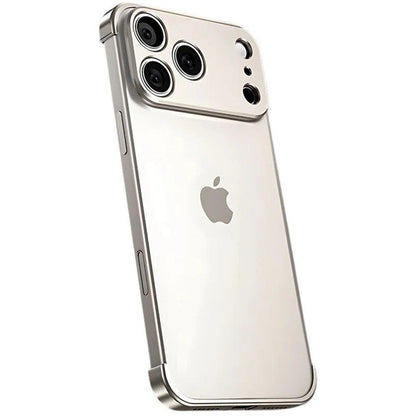 Carcasa de Telefon, Klevo, Compatibila Apple iPhone 17 Pro Max, Fara Rama, doar Colturi si Camera, din Metal, Grosime 0.1 mm, Gri Titanium