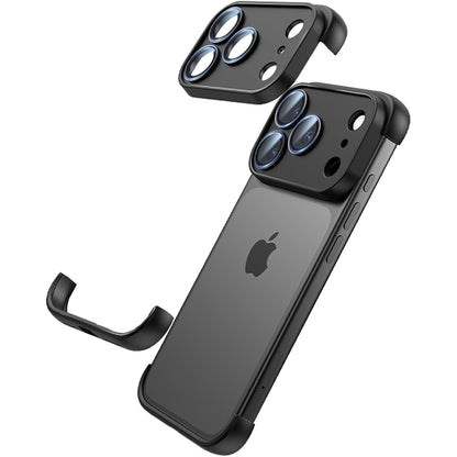 Carcasa de Telefon, Klevo, Compatibila Apple iPhone 17 Pro Max, Fara Rama, doar Colturi si Camera, din Metal, Grosime 0.1 mm, Negru